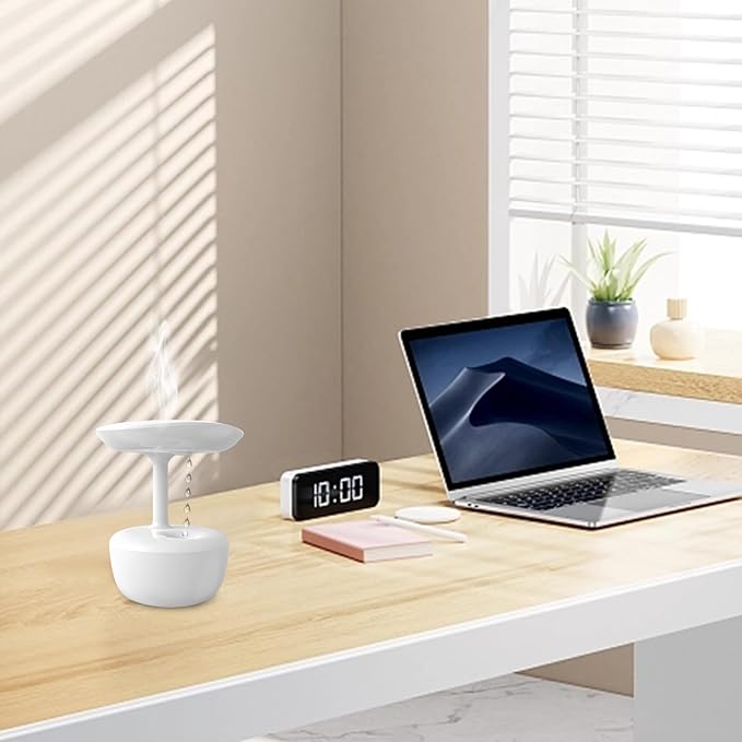 Crystalberry Anti Gravity Cool Mist Humidifier, Hovering Water Droplet Backflow Humidifier, 36db Quiet Air Humidifier with Night Light, Auto Shutdown Power-off Protection, 23.67oz, WHITE