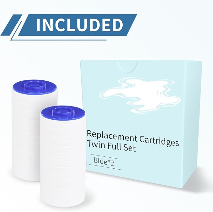 Replacement Filter Set for Weddell Duo - High-efficiency Shower Water Filtration System that Removes Chlorine/PFAS/Contaminants for Better Skin and Hair Health (Blue*2)