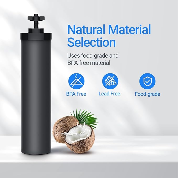 Filterlogic NSF/ANSI 372 Certified Water Filter, Replacement for Berkey® BB9-2® Black Purification Elements and Berkey® Gravity Filter System, Waterdrop King Tank Gravity-fed System, Pack of 4
