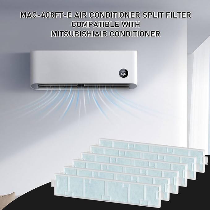 Carmerny MAC-408FT-E Filter Replacement Compatible with Mitsubishi MAC-408FT-E Air Conditioner, Filter for Optimal Air Filtration, Pack of 6