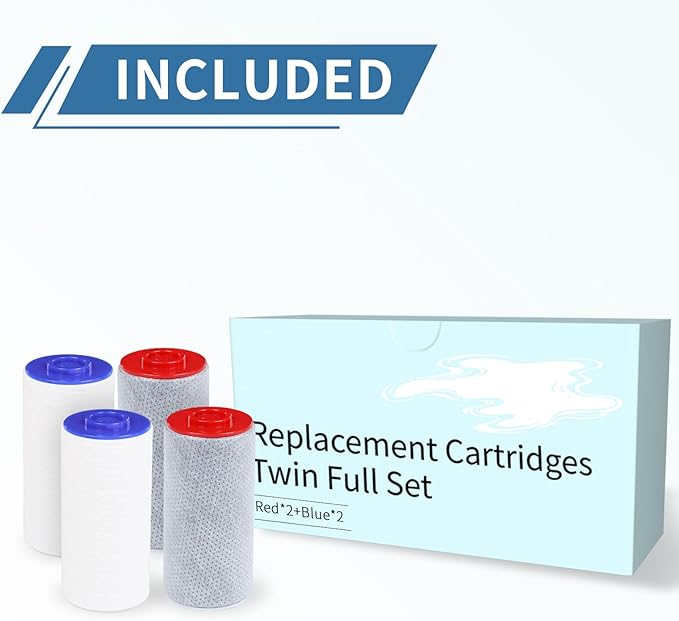 Replacement Filter Set for Weddell Duo - High-efficiency Shower Water Filtration System that Removes Chlorine/PFAS/Contaminants for Better Skin and Hair Health (2R+2B)