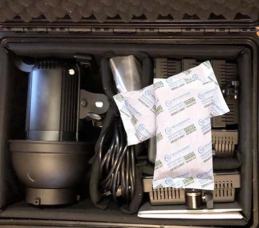 200 Gram [10 Packs] Desiccant Packs, Indicating Silica Gel, Rechargeable Silica Packets, Moisture Absorbers for Storage, Humidity Absorber