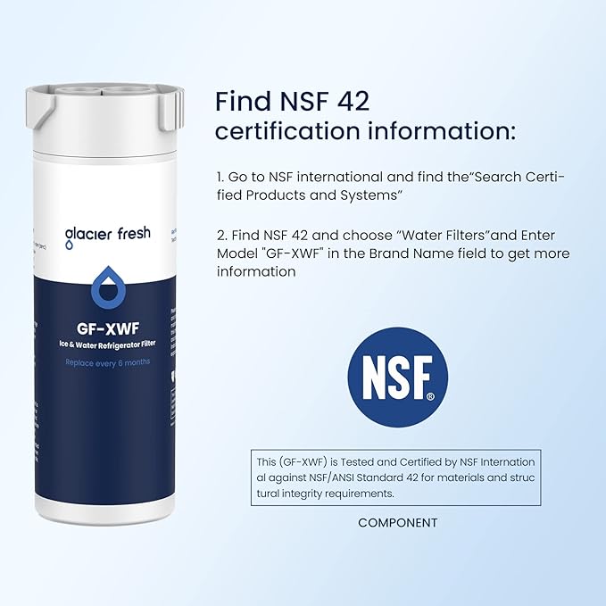 GLACIER FRESH XWF Replacement For GE XWF Refrigerator Water Filter Pack of 1 (Not for XWFE)
