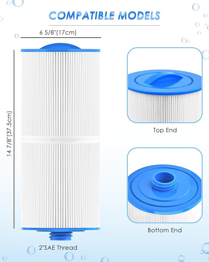 PACETAP Spa Filter Replaces for Unicel 6CH-960, 2 Pack Hot Tub Filter with Closed Handle(Not be Removed) Compatible with PJW60TL-F2S, Jacuzzi Filters J-300, J400, Filbur FC-2800, 6540-476, 6540-383