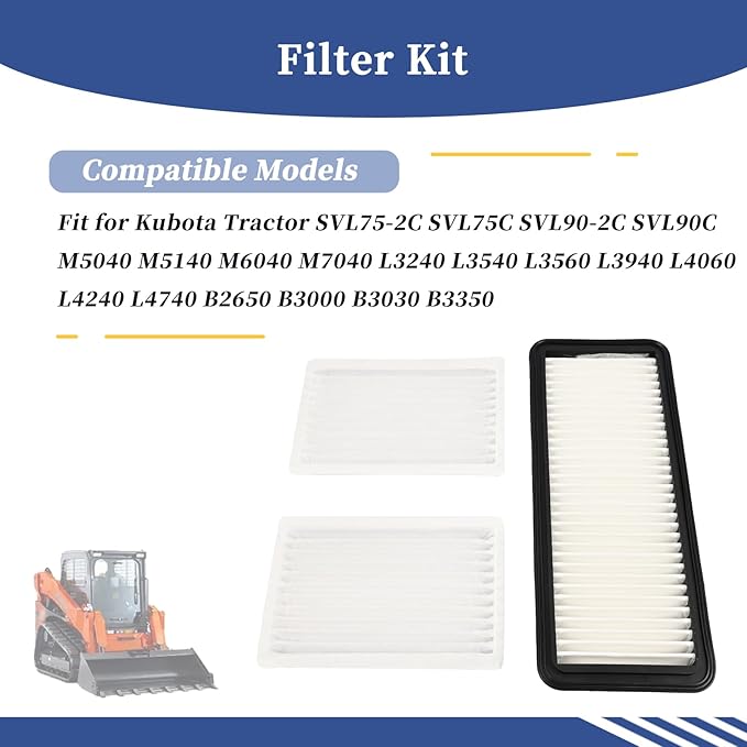 Filter Kit T1855-71600 Compatible with Kubota Tractor, Replace T185571600, PA30252, SC80067, SC 80067; 6A671-75090 014520-0804