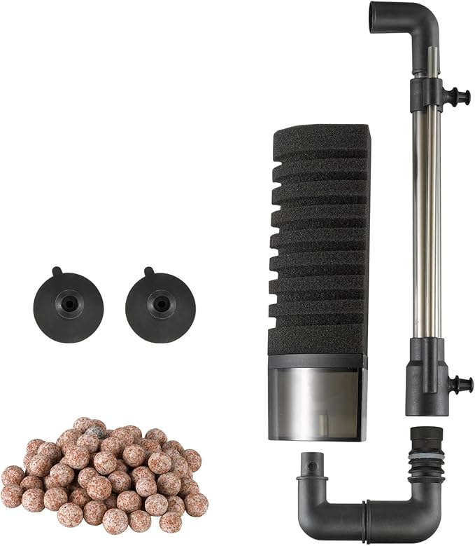 Carefree Fish Aquarium Filter Sponge Fish Tank Quiet Bubble Filter with 3 Sponges and 1 Bag of Filtered Ceramic Balls for Salt Water and Fresh Water(not Included Air Pump)
