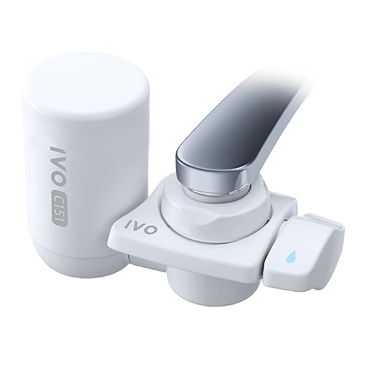IVO Water Filter for Sink Faucet – 4-Stages with NSF-Approved Microfiltration Technology – Removes Chlorine, Rust, Sediments and Microscopic Contaminants – Retains Healthy Minerals