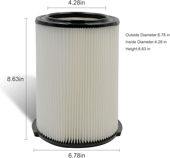 2 Pack VF4000 Filter for Ridgid 72947 Standard Wet Dry Vac 5-20 Gallon Vacuum Cleaners + 4 Pack VF3502 Filter Bags Compatible with Ridgid 12-16 Gallon Wet Dry Vacuums (6 Pack)
