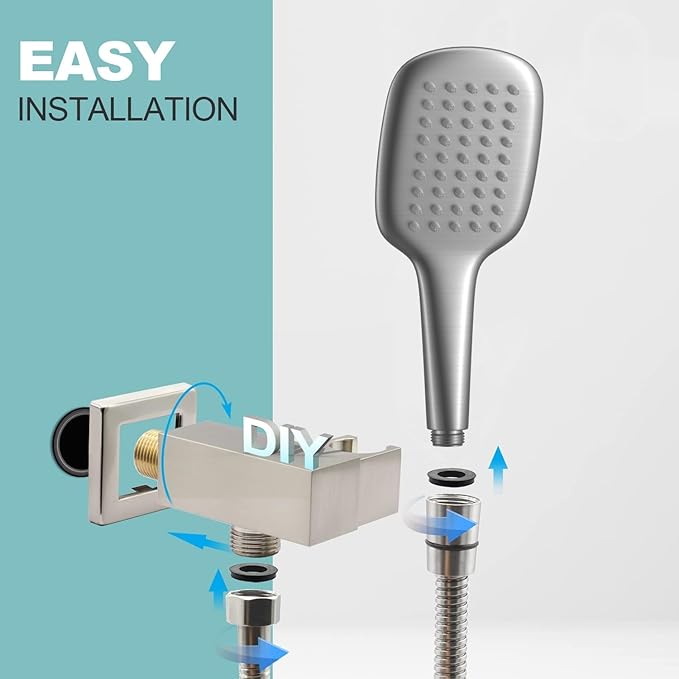 Brushed Nickel Shower Head Handheld HONGTONGSOWER Stainless Steel Bathroom showerhead Wand Hand-Held Sprayer with Extra Long Stainless Steel Hose