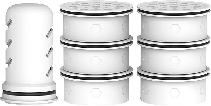 MARRIOTTO Water Filter Replacement for LS Home Dispenser 18 Cup/Glass Pitcher 7 Cup/Plastic Pitcher 10 Cup/Plastic Pitcher 7 Cup, 1 Membrane Micro Filter and 6 Activated Carbon + Ion Exchange Filter