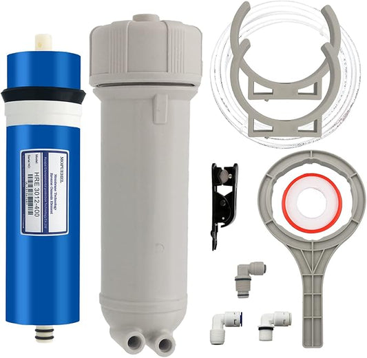400 GPD RO Membrane with Reverse Osmosis Membrane Housing Set, Reverse Osmosis Filter Replacement Kit, RO Membrane Housing Set for DIY RO Water System & Maple Syrup Reverse Osmosis System