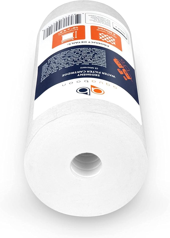 Aquaboon 5 Micron 10 x 4.5 Whole House Water Filters Cartridges Replacement Set of Carbon & Sediment Filters Compatible with FXHTC, DGD-5005, 8 Pack