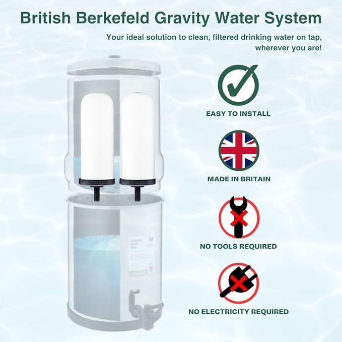 British Berkefeld Doulton W9120133 8B76 7" Ultra Fluoride Gravity Drinking Water Ceramic Replacement Candle Element Filter 3 Pack