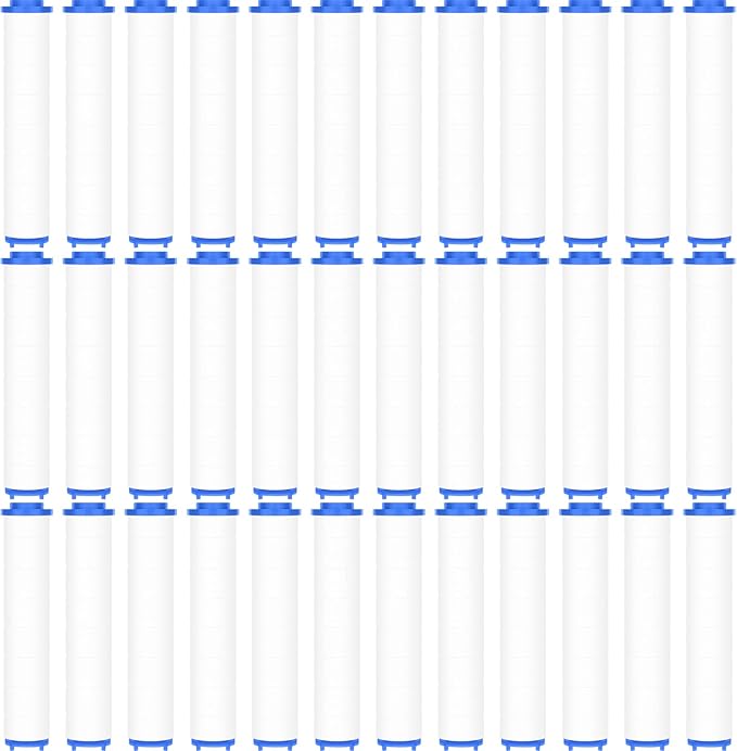 Macarrie 36 Pcs Shower Head Filters 3.7 Inch PP Cotton Filter Cartridge Filter High Pressure Handheld Turbo Fan Shower Heads Filter for Detachable Propeller Jet Sets