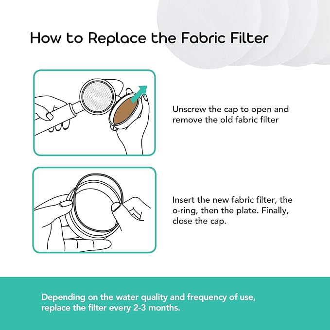 Fabric & Ceramic Ball Filters Set for Barumi Livo Kids Handheld Showerhead | Dual Filtration Removes Rust and Fine Particles from Tap Water, Easy Installation