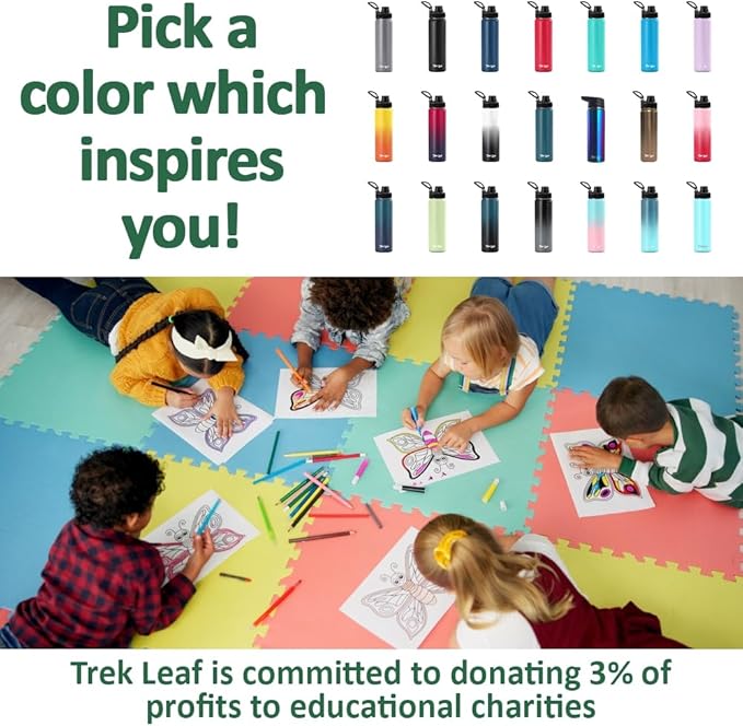 Travel Water Bottle with Carrying Bag, 3 Lids (Spout, Straw, Flip), and Bottle Brush; Leak Proof, Quality, Vacuum Insulated, Stainless Steel (Rose Gold, 32 oz)