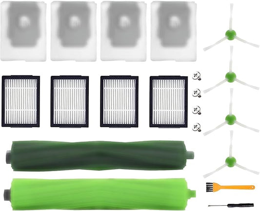 Replacement Parts accessories for i-robot Roomba i1 i1+ i7 i7+ i3 i3+ i4+ i6+ i8 j7 E5 E6 E7 I & J Plus series Vacuum Cleaner Inclue 1 Set Roller Brushes, 4 Filters, 4 Side Brushes