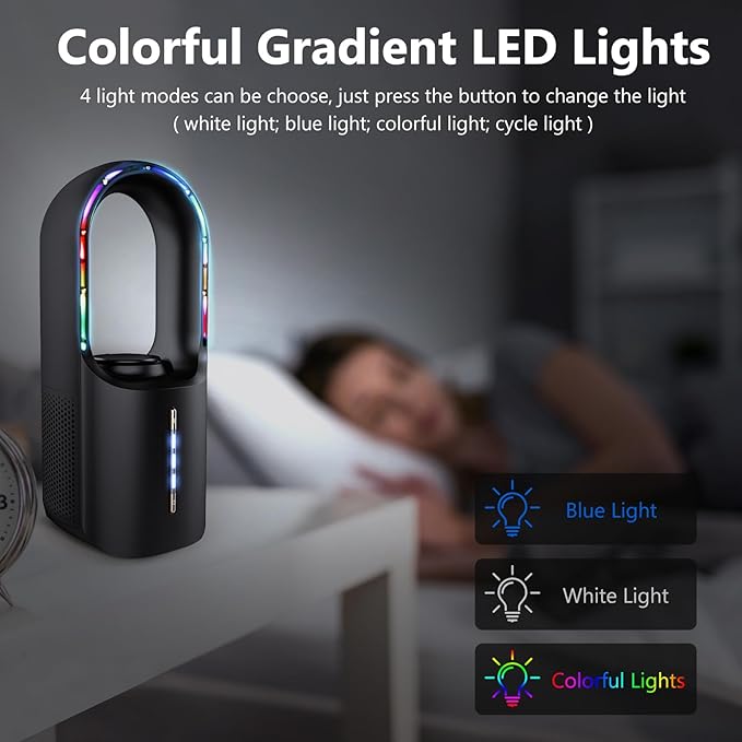 CONBOLA Desk Fan Portable, Aromatherapy Function, Battery Operated Lasting 17 Hours,11.8 Inch Tower Fan with 3speeds, Quiet Cooling,Standing Floor Fans for Office, Home, House (Black)