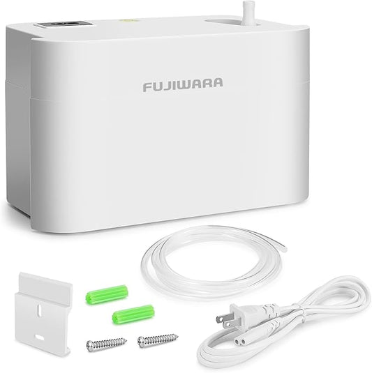 FUJIWARA Condensate Pump Automatic Condensation Drain Removal Mini Quiet Pump for HVAC,Air Conditioner,Dehumidifier,Furnance,Ice Maker,Wall Mounted Suitable for A/C 1-5HP, White