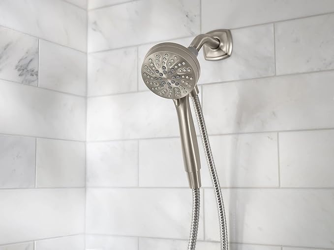 Moen Engage Magnetix Spot Resist Brushed Nickel 3.5-Inch Six-Function Detachable Handheld Showerhead with Magnetic Docking System, 26100SRN
