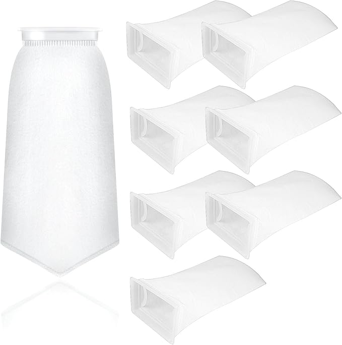 7 Inch Rectangle Filter Sock, 8 Pcs Saltwater Aquarium Filter Bags 300 μm Aquarium Filter Accessories for Saltwater Freshwater Fish Tank Filter