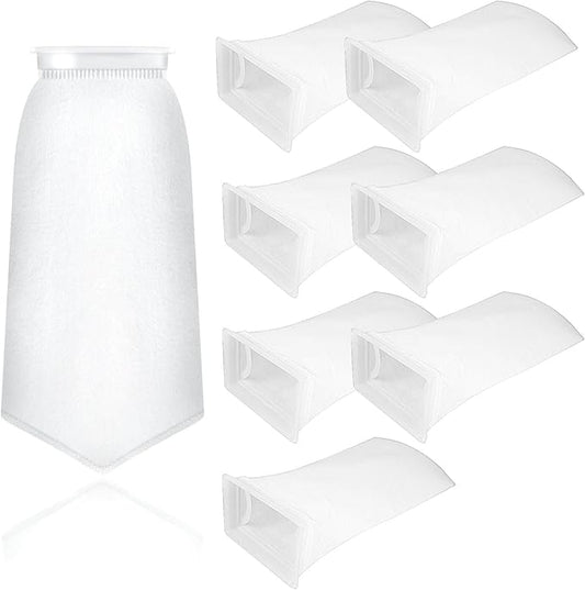 7 Inch Rectangle Filter Sock, 8 Pcs Saltwater Aquarium Filter Bags 300 μm Aquarium Filter Accessories for Saltwater Freshwater Fish Tank Filter