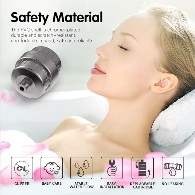 15 Stage Shower Filter Shower Head Filter - Hard Water Filter,Remove Chlorine Heavy Metals and Other Sediments, Vitamin C Water Softener Reduces Dry Itchy Skin,Dandruff (Brushed Nickel)