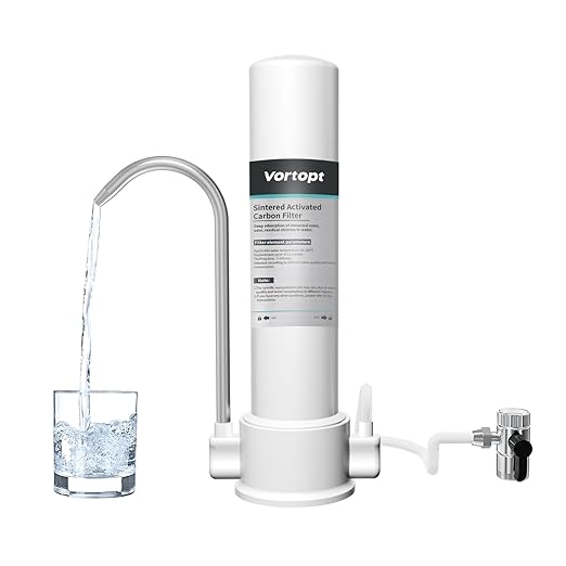 Countertop Water Filtration System - Faucet Water Filter for Sink - Water Purifier for Kitchen - Reduces Chlorine, Heavy Metals, Bad Odors - F8 - Includes 1 Filter