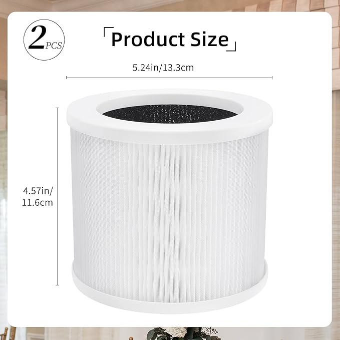 2Pcs A1 Replacement Filter Compatible with VEWIOR Air Purifier HQSC-50, HQKJ-80, A1W, AMEIFU AP01W, KOIOS HQKJ-50 Air Purifier, 3-in-1 H13 True HEPA Air Cleaner Filter
