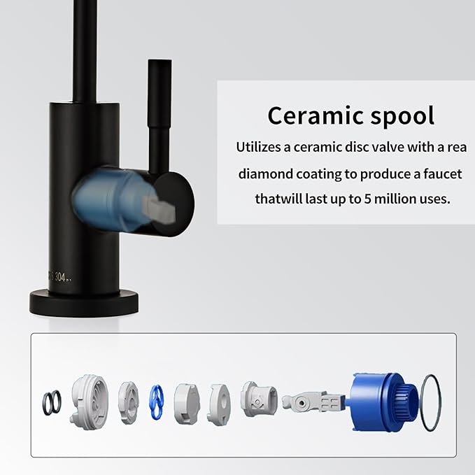 Drinking Water Faucet - Stainless Steel 304, Fits Most RO Units or Water Filtration Systems, Non-Air Gap