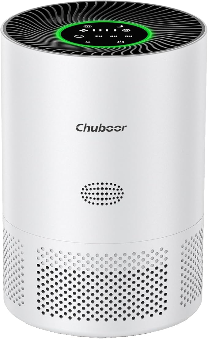 Chuboor Air Purifiers for Home Large Rooms up to 2190ft², H13 True HEPA Air Purifiers for Bedroom Dorm Room Pets or Smoke, Dust, Pollen, Odors, Auto Mode, Sleep Mode, PJ01, White