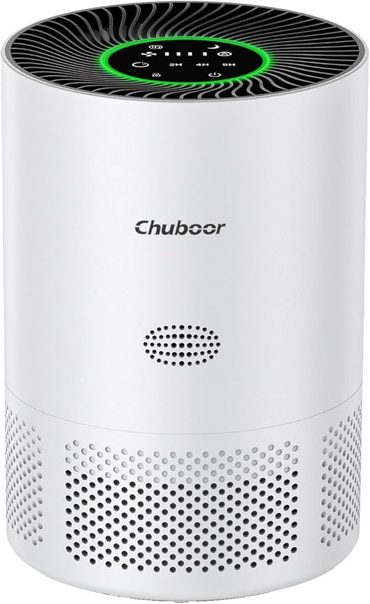 Chuboor Air Purifiers for Home Large Rooms up to 2190ft², H13 True HEPA Air Purifiers for Bedroom Dorm Room Pets or Smoke, Dust, Pollen, Odors, Auto Mode, Sleep Mode, PJ01, White