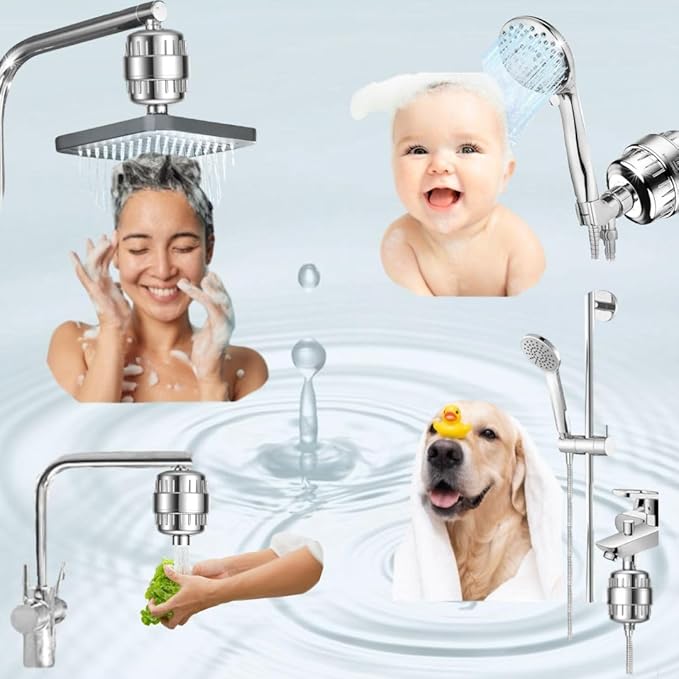 Filtered Shower Head – High Pressure 23 Stage Shower Filter for Hard Water – Removes Chlorine, Heavy Metals & Harmful Substances, Water Softener, Bonus Cartridge Included