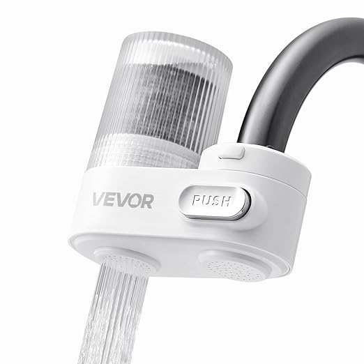 VEVOR Faucet Water Filter, Faucet Mount Water Filtration, 5-Stages Tap Filters Reduce 97% Lead, 95% Chlorine, Rust, Water Purifier for Kitchen Bathroom Sink, 320 Gal, 1 Filter, White