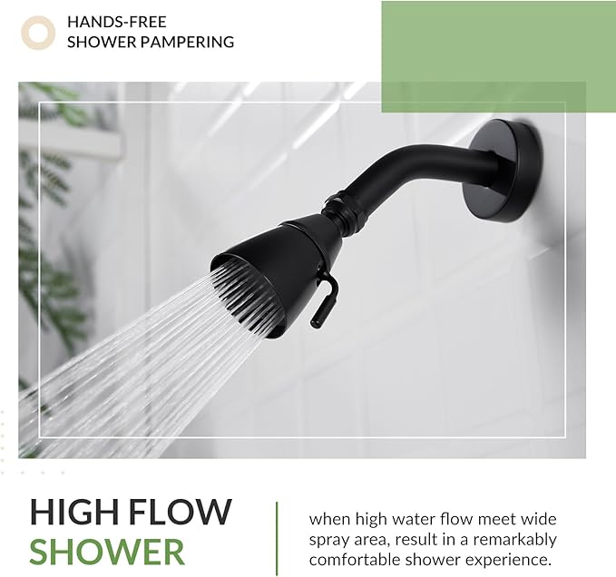 APLusee Matte Black High Flow Replacement Shower Head, Metal Brass Flexible Bathroom Shower Sprayer