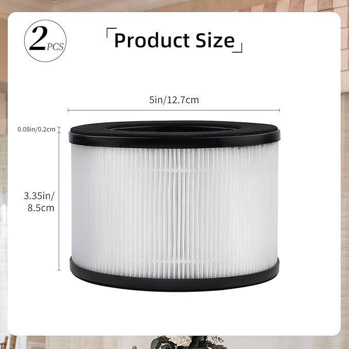 2 Pcs M01 Air Filter Replacement Compatible with MOOKA M01 Air Purifier, H13 True Hepa Filter, 3-in-1 Pre-Filter Activated Carbon Filter Filtration System