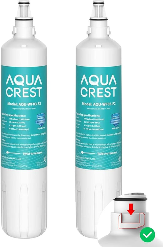 AQUA CREST F-2000, 4204490 Water Filter, Replacement for InSinkErator® F-1000,F-2000, Sub-Zero 4204490,4290510 and AquaPure AP Easy C-Complete, Sub Zero Water Filter Replacement, NSF/ANSI 42,Pack of 2