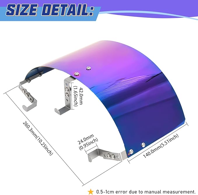 PTNHZ Universal Stainless Steel Air Intake Filter Cover Heat Shield Fits for 2.5-3.5" Cone or Cylinder Filter Neo Chrome