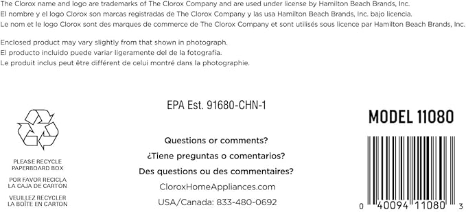 Clorox Air Humidifier for BedRoom with UV LED Light to Reduce Germs and Bacteria, Whisper Quiet, 4L Water Tank for up to 40 Hours of Continuous Steam, Ultra Clean Cool Mist, White (11080)