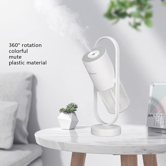 Cool Mist Humidifier, Rotation Humidifiers 40ML an Hour 200ml Portable Mini Humidifier 3.5W USB Mute Colorful LED Night Light USB Air Humidifier for Home, Office