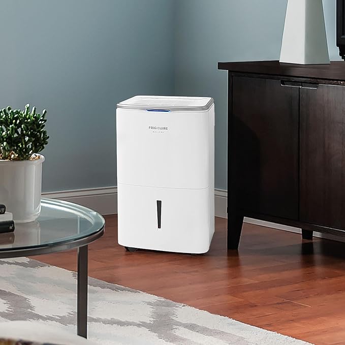 Frigidaire 50-Pint Smart Dehumidifier for Basement, Garage, Attic, 115V, Energy Star Moisture Absorber with Timer, Wi-Fi, App Control and Amazon Alexa & Google Home Compatibility in White