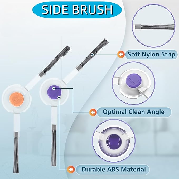 Replacement Kit Compatible with Narwal Freo Robot Vacuum | 1 Roller Brush, 3 HEPA Filters, 6 Side Brushes | Durable Accessories for Enhanced Cleaning Performance