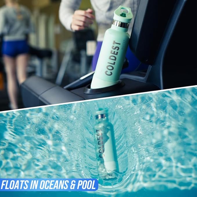 Coldest Insulated Water Bottle with Straw Lid - Stainless Steel Metal Insulated Bottle for Men & Women (Pink Froze Glitter, 40 oz)