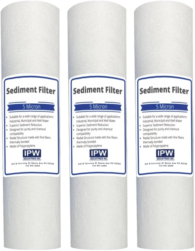 IPW Industries Inc. | 3-Pack GE GXWH04F GXWH20F GXWH20S GXRM10 GX1S01R 5-Micron Sediment Filter Replacement Cartridge Whole House Water Filter System
