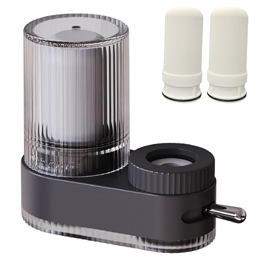 VYNTRA 7-Layer Faucet Water Filter, Kitchen Filter Water Faucet Element, 300 Gallons Activated Carbon Ceramic Filter Reduces Chlorine, Limescale, Heavy Metals,Bad Taste(2*Filter & 6*Adaptors) Gray