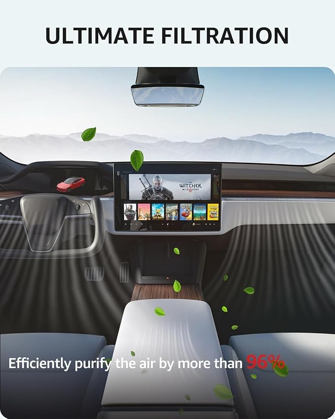 BASENOR 2026-2022 Tesla Model S Model X Cabin Air Filter with Activated Carbon Air Filter Replacement Tesla Model S Plaid Model X Plaid Interior Accessories