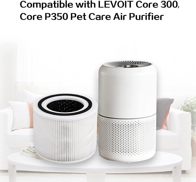 Core 300 Replacement Filter Compatible with Levoit Core 300,3 in 1 Pre-Filter,H13 True HEPA,Carbon Filter,Part Core 300-RF,Core 300S,Core P350,P350-RF,2 Pack