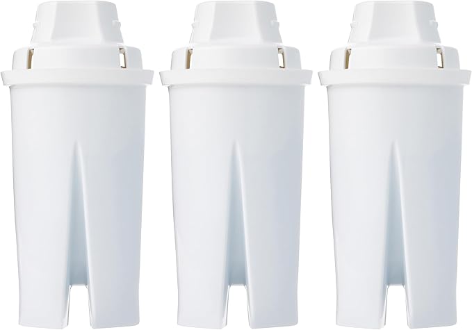Amazon Basics Replacement Water Filters for Water Pitchers, BPA-Free, WQA & NSF Certified, Compatible with Brita Water Pitchers & Drinking Water Filter Systems, 6 Month Filter Supply, 3-Pack