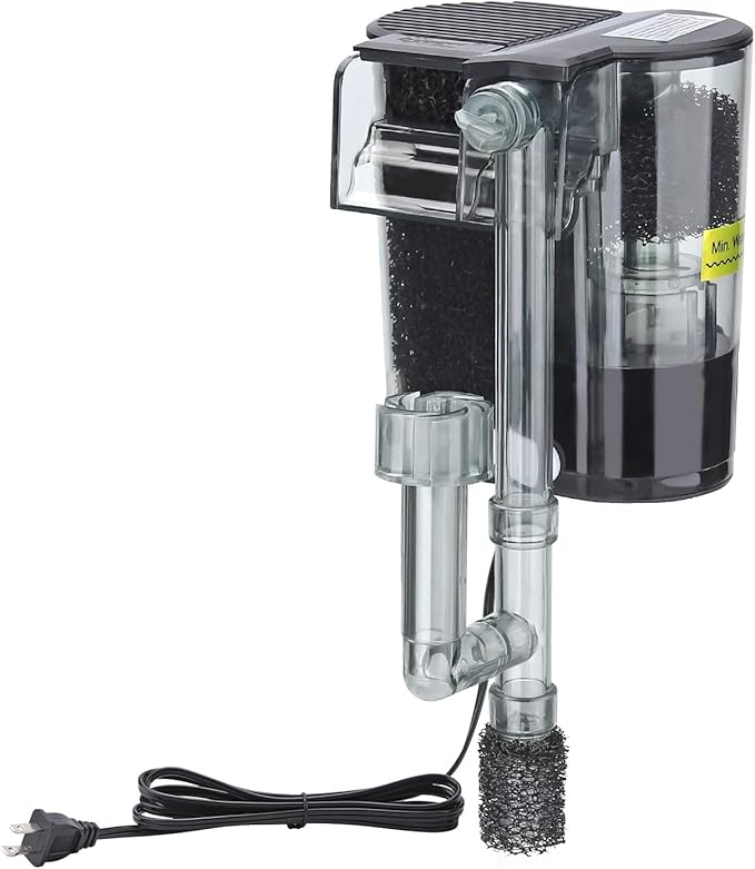 hygger Hang On Back Aquarium Filter, Small Fish Tank Filter Waterfall Filtration System, Adjustable Water Flow with Surface Skimmer, Replaceable Sponge Quiet Hanging Filter for Tank Up to 5 Gal
