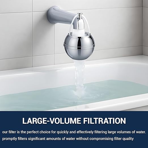 Bath Filter for Tub - Kinder Water Filter for Bathtub, Hard Water Softener to Remove Lead,Chlorine and Fluoride, Improve Skin, Hair and Nails Condition,Chrome
